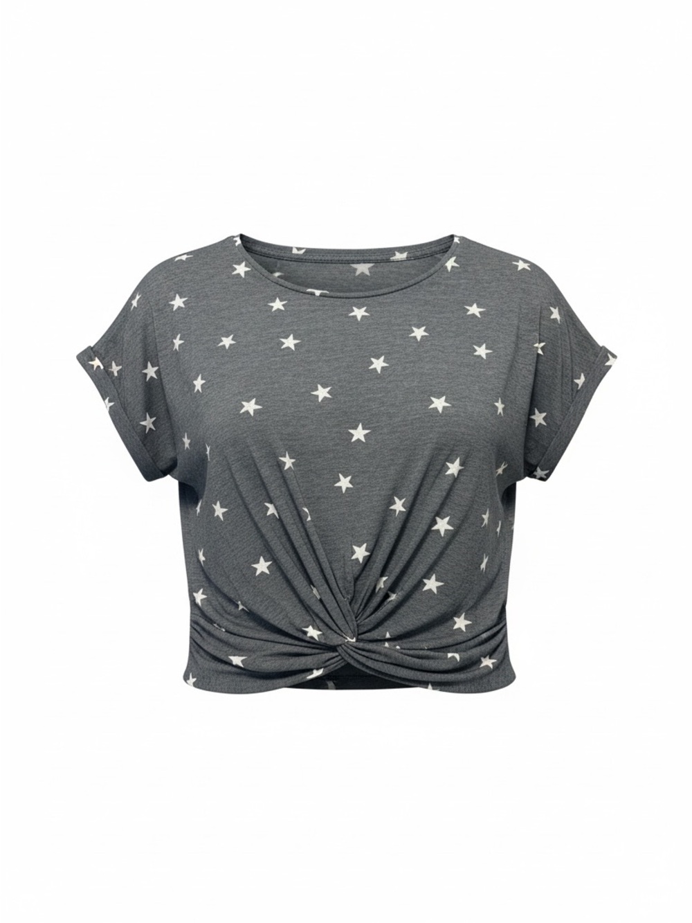 Lucky Brand Gray Star Knot-Front Tee